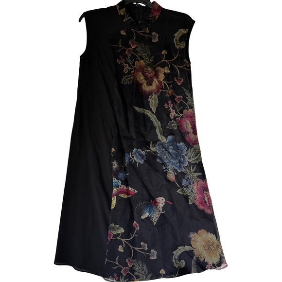 DDER Dresses & Skirts - DDER Silk Chinese Style Floral Sleeveless Dress Women's M fairy goth‎ flows